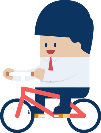 Businessman riding a bicycle to work  Illustration
