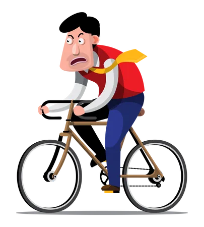 Businessman Riding Bicycle  Illustration