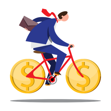 Businessman riding bicycle to work Illustration