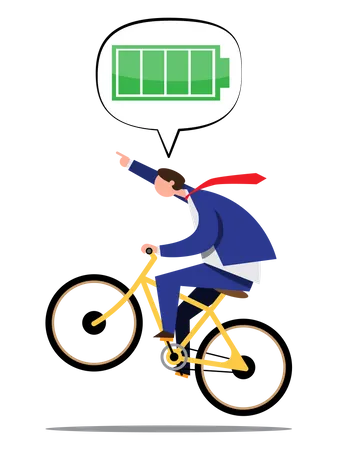 Businessman riding bicycle with full energy Illustration
