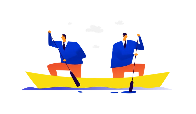 Businessman riding boat  Illustration