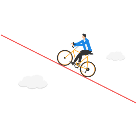 Businessman riding cycle on ope  Illustration