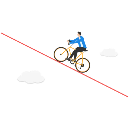 Businessman riding cycle on ope  Illustration