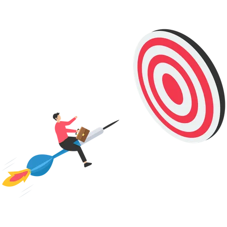 Businessman riding dart for reaching target  Illustration