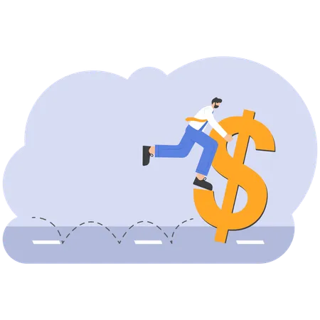 Businessman riding dollar sign  Illustration