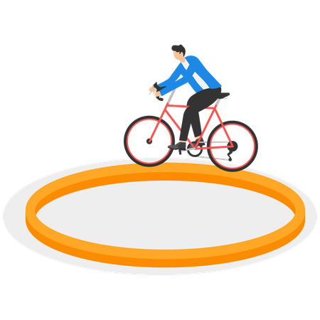 Businessman riding in a circle  Illustration