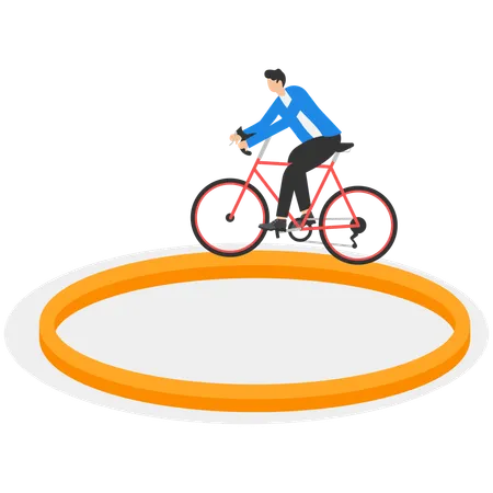 Businessman Riding In A Circle Concept Business Vector Illustration イラスト