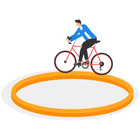 Businessman riding in a circle  Illustration