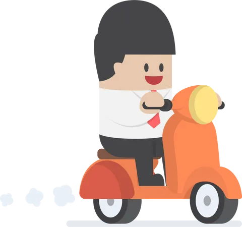 Businessman riding on a scooter  Illustration