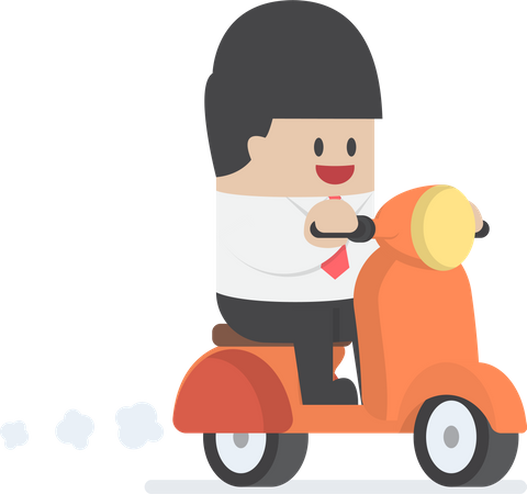 Businessman riding on a scooter  Illustration