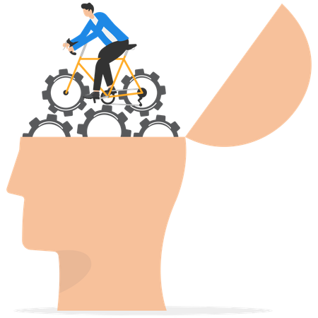 Businessman riding on idea cycle  Illustration