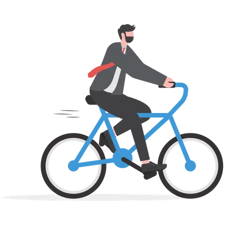 Businessman Riding On The Bike Concept Of Driving Towards The Goal Illustration