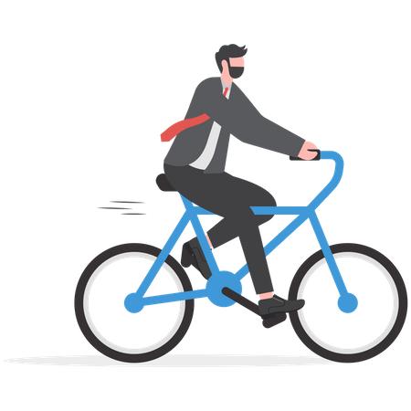 Businessman riding on the bike  Illustration