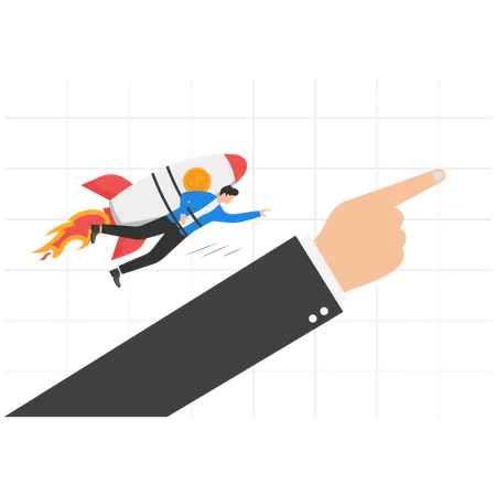 Businessman Riding On The Rocket To Reach Target Selling Investment Growth Or Earning And Profit Concept Illustration