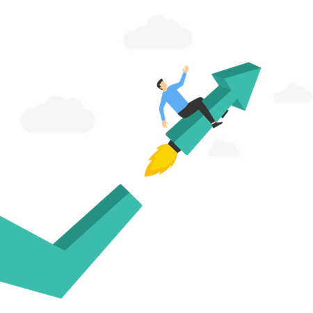 Businessman riding profit rocket  Illustration