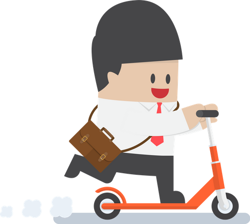 Businessman riding scooter Illustration