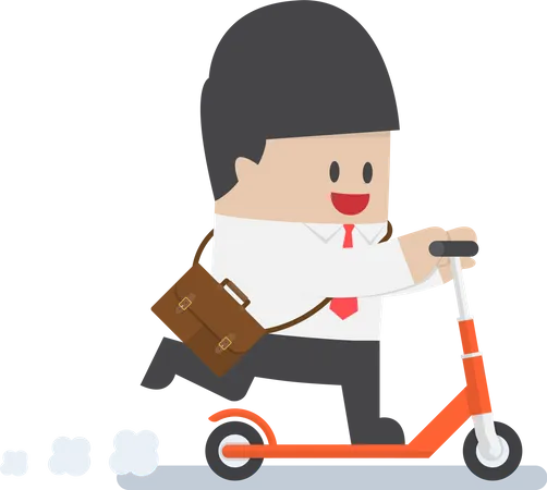 Businessman riding scooter  Illustration