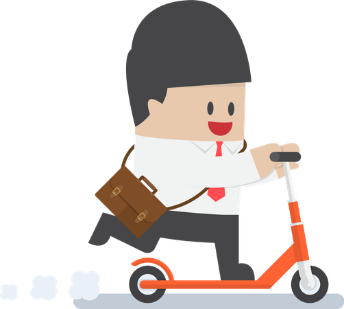 Businessman riding scooter  Illustration