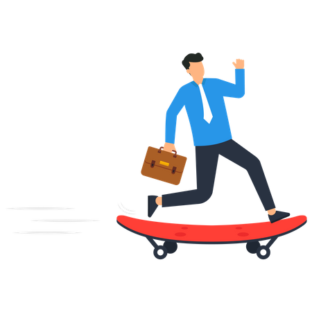 Businessman riding skateboard  Illustration