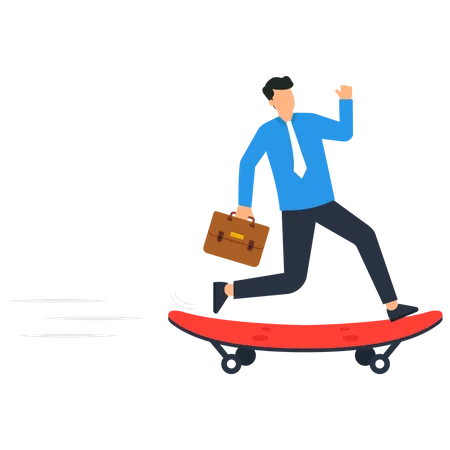 Businessman riding skateboard  Illustration