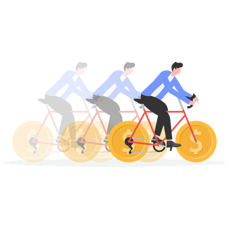 Businessman riding towards success  Illustration