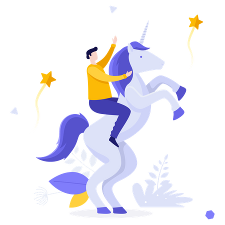 Businessman Riding Unicorn  Illustration