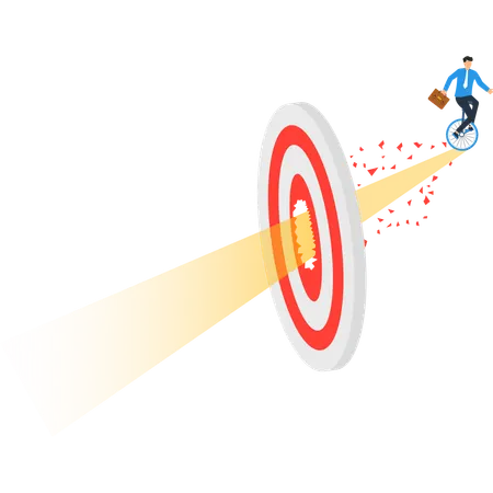 Businessman Riding Unicycle Through Target:  Illustration