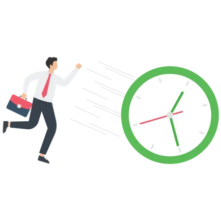 Businessman run after a clock  Illustration
