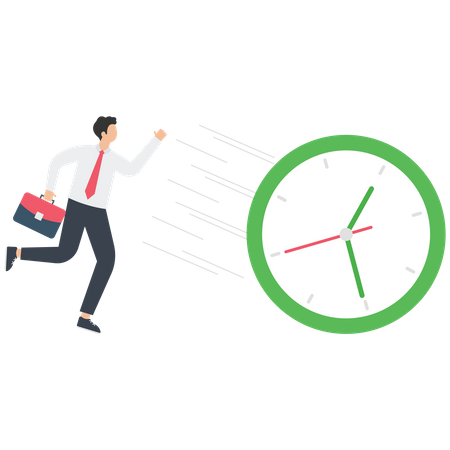 Businessman run after a clock  Illustration