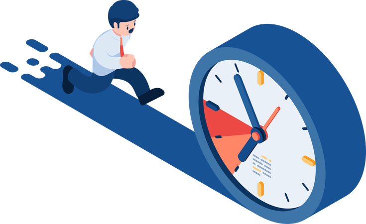 Businessman Run Follow The Clock  Illustration