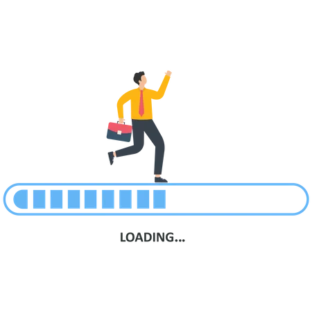 Businessman run on a progress bar for business process  Illustration