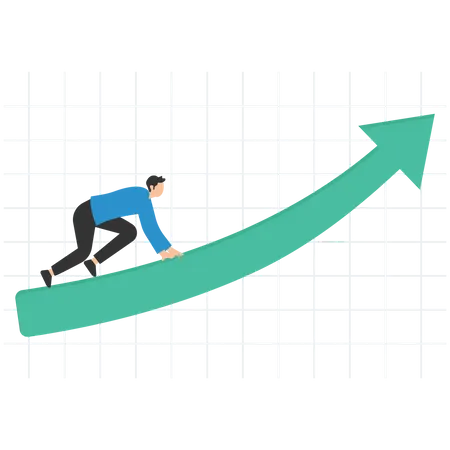 Businessman run on growth arrow  Illustration