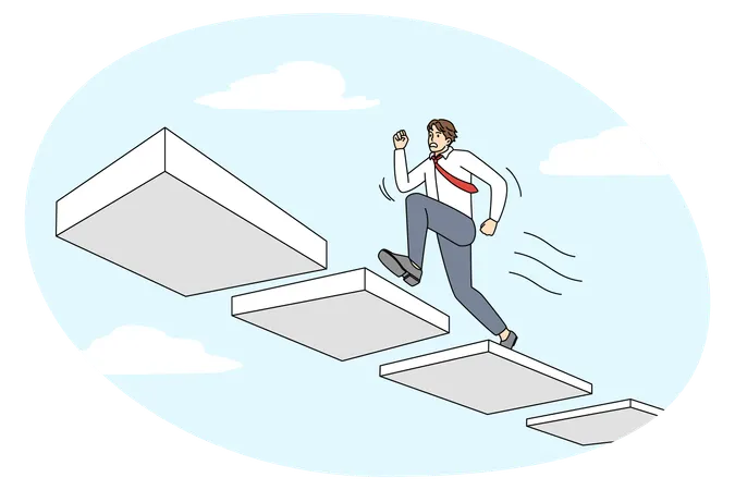 Businessman run pursuing career goal  Illustration