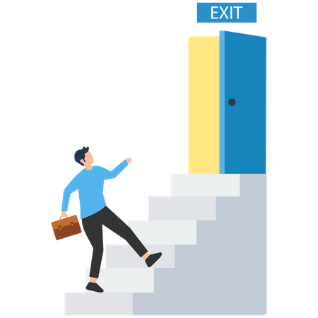 Businessman run to open exit door  Illustration
