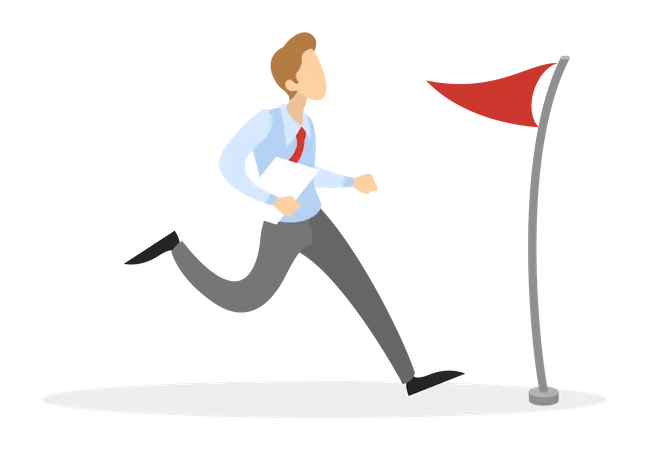 Businessman run to the business goal Illustration