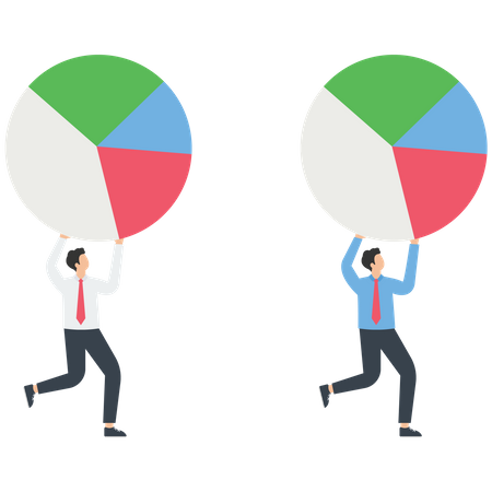 Businessman run with business pie chart  Illustration