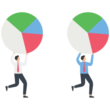 Businessman run with business pie chart  Illustration