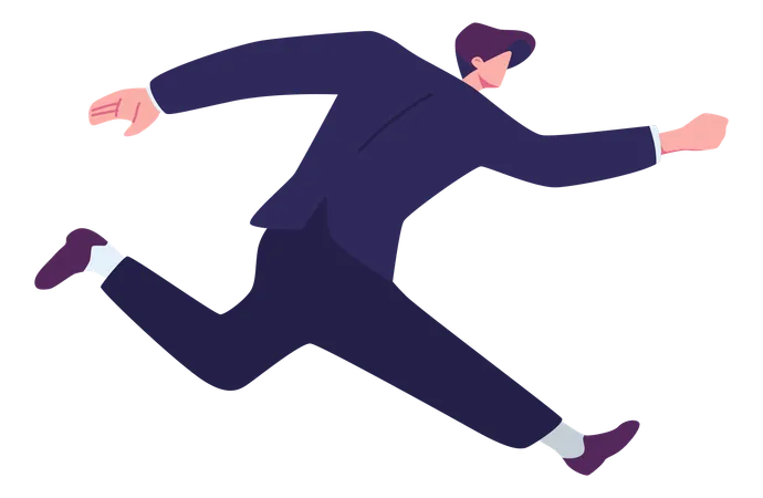 Businessman Running Poses Flat Illustration イラスト