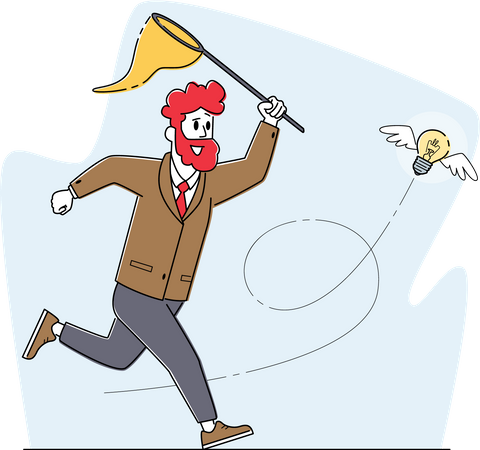 Businessman running after creative idea Illustration