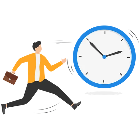 Interaction People And Time Businessmen Run A Race Against Time Time Management Illustration