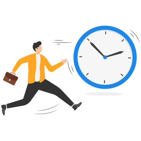 Businessman running against time  Illustration