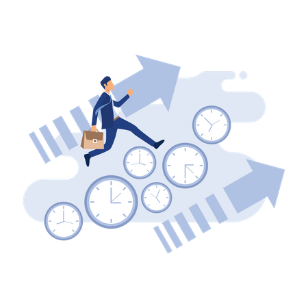 Businessman running against time  Illustration