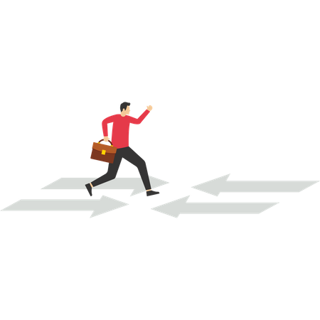 Businessman running and choose direction  Illustration