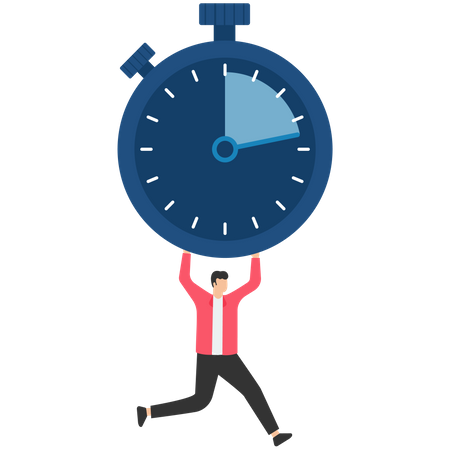 Businessman running and holding timer  Illustration