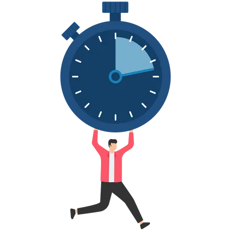 Businessman running and holding timer  Illustration