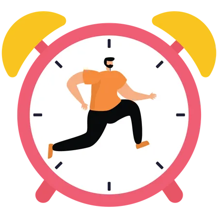Businessman running and jump high over countdown timer clock  Illustration