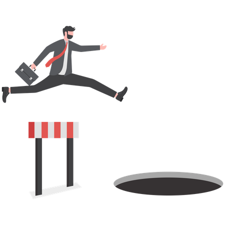 Businessman running and jumping  Illustration