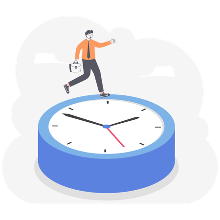 Businessman running around clock  Illustration