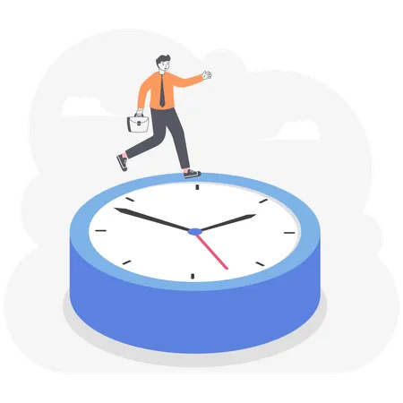 Businessman running around clock  Illustration