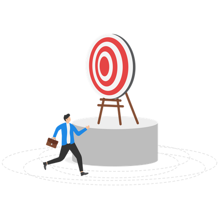 Businessman running around the target  Illustration